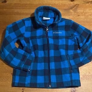 Columbia Kids Black and Blue Buffalo plaid check Fleece Jacket XXS (4/6)